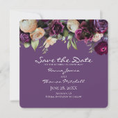 Floral Dark Lavender Paarse bruiloft Save The Date (Voorkant)