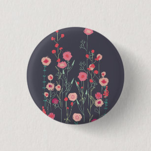 Floral Dark Modern Ronde Button 3,2 Cm