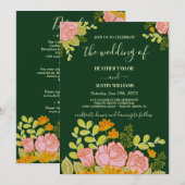 Floral Dark Navy Bleu Faire-part de mariage Botani (Devant / Derrière)