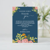 Floral Dark Navy Bleu Mariage Botanique Merci (Debout devant)