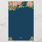 Floral Dark Navy Blue Mariage Botanic Decor Menu (Dos)