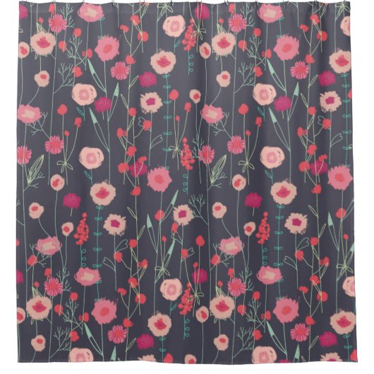 Floral Dark Pattern Douchegordijn (Voorkant)