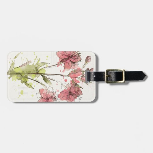 Floral Dark Pink Splash Bagagelabel (Voorkant horizontaal)