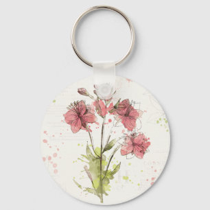 Floral Dark Pink Splash Sleutelhanger