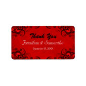Floral Dark Red Gothic Medium Wedding Favor Labels (Voorkant)