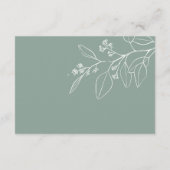 Floral Dark Sage Green Wedding Kaart (Achterkant)