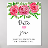 Floral date nachtideeën. Datum jar bridal game Poster (Voorkant)