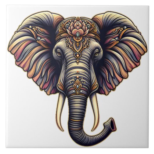 Floral dawn olifant kunst tegeltje (Voorkant)