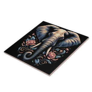 Floral dawn olifant kunst tegeltje