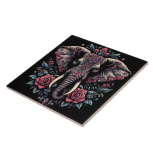 Floral dawn olifant kunst tegeltje