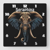 Floral dawn olifant kunst vierkante klok (Voorkant)