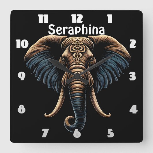Floral dawn olifant kunst vierkante klok (Voorkant)