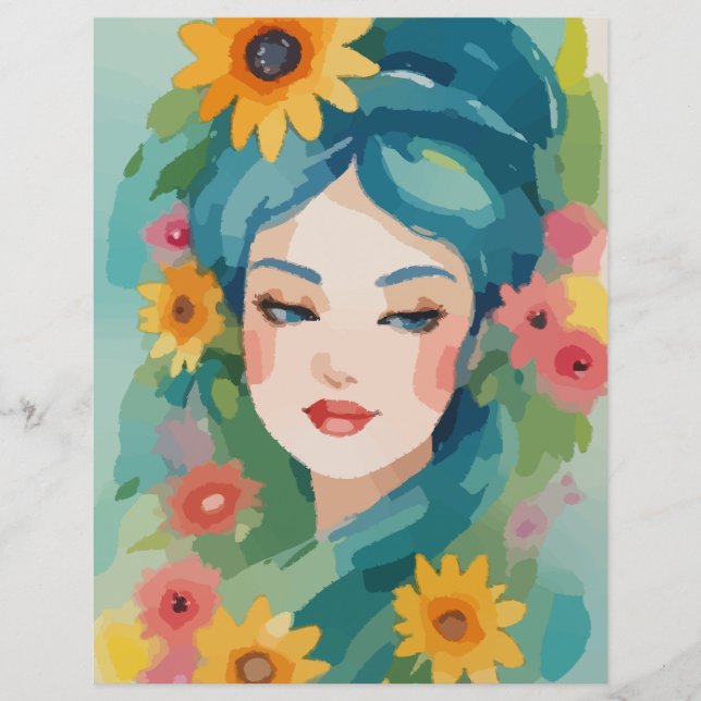 Floral Daydream Portrait Scrapbook Paper (Voorkant)