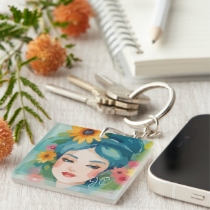 Floral Daydream Portrait Sleutelhanger