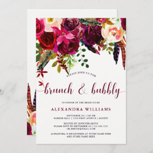 Floral de Boho Brunch et Bubbly Invitation