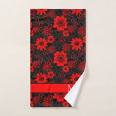 Floral de jungle monogramme rouge, noire et blanch (Serviette à main)