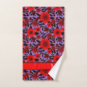Floral de jungle monogramme rouge, noire et violet (Serviette à main)