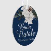 Floral de Noël italien Buon Natale sur bleu (devant)