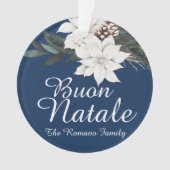 Floral de Noël italien Buon Natale sur bleu (devant)