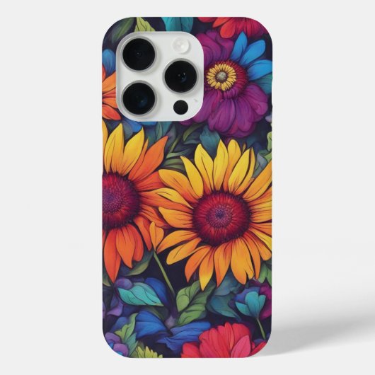 Floral de tournesol Abstrait - iPhone 15 Pro Coque (Verso)