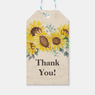 floral de tournesol merci étiquette cadeau