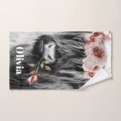 Floral de vache de Highland | Western Cowgirl Nom (Serviette à main)