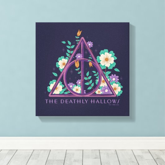 Floral Deathly Hallows Graphic Canvas Afdruk (Insitu (Houten vloer))