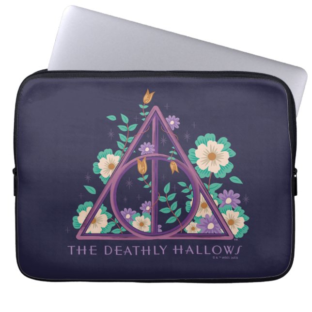 Floral Deathly Hallows Graphic Laptop Sleeve (Voorkant)