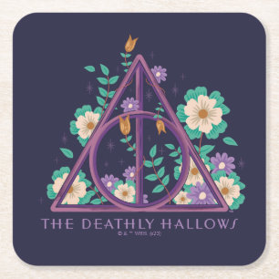 Floral Deathly Hallows Graphic Vierkante Kartonnen Onderzetter