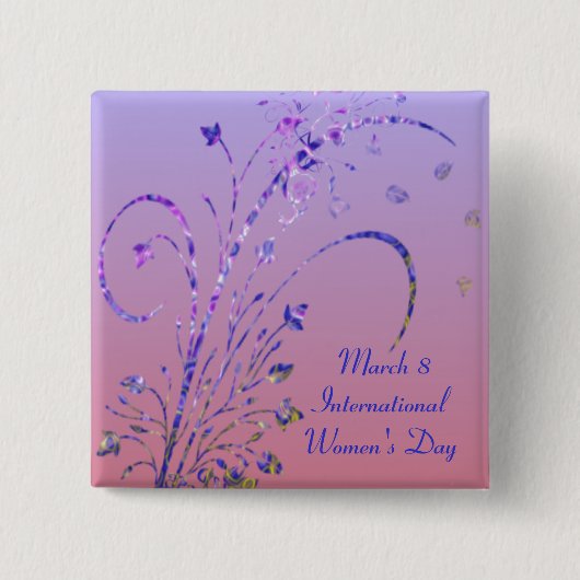 Floral Deco Women's Day Button (Voorkant)