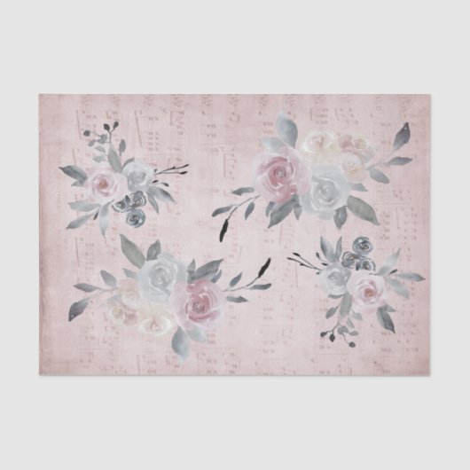  floral decor muziekblad tissuepapier (Voorkant)