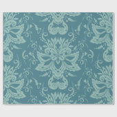 Floral decorative light blue ornate pattern  cadeaupapier (Vlak)