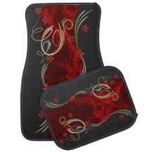 Floral Deep Red Marble Design