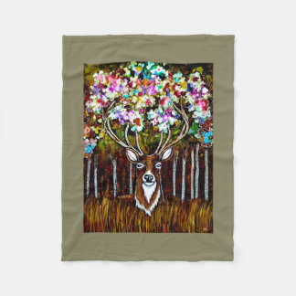 Floral Deer Antler Art over Fleece Blanket 30x40