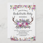 Floral Deer Antler Bachelorette Party Invitation (Devant)
