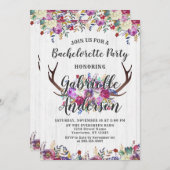 Floral Deer Antler Bachelorette Party Invitation (Devant / Derrière)
