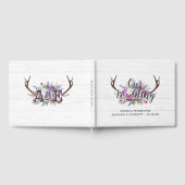 Floral Deer Antler Bouquet Rustic Wedding Monogram Gastenboek (Volledig)
