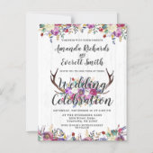 Floral Deer Antler Faire-part de mariage magnétiqu (Recto)