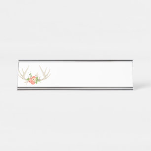 Floral Deer Antlers Bureau Naambordje