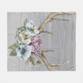 Floral Deer Antlers Fleece Deken (Voorkant (Horizontaal))