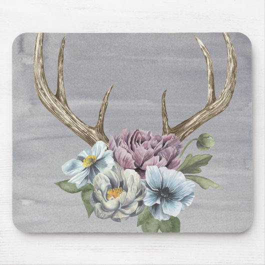 Floral Deer Antlers Muismat (Voorkant)