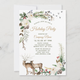 Floral Deer Corporate Holiday Kerstfeest Kaart