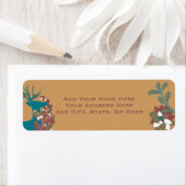 Floral Deer Holiday Adresetiketten Etiket (Insitu)