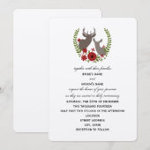 Floral Deer kerstbruiloft Kaart (Voorkant / Achterkant)