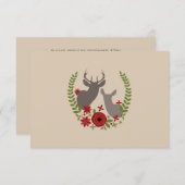 Floral Deer kerstbruiloft RSVP (Voorkant / Achterkant)