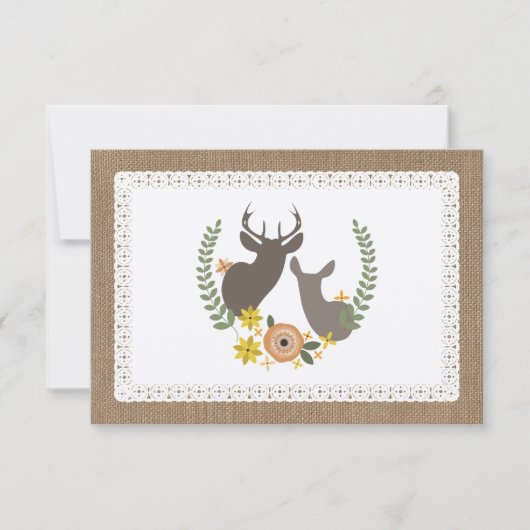 Floral Deer RSVP geïnspireerde Herfst (Voorkant)