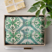  Floral Delft Green Tegel Ontvlechtingspagina P Tissuepapier (Geschenk)
