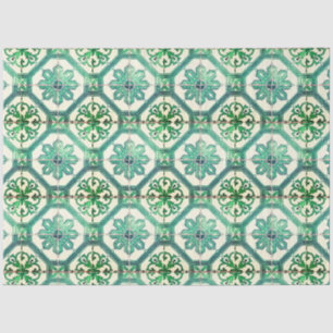 Floral Delft Green Tegel Ontvlechtingspagina P Tissuepapier