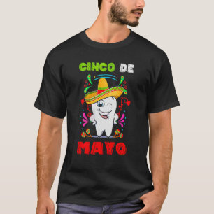 Floral Dental Tooth Cinco De Mayo Mexicaanse tanda T-shirt