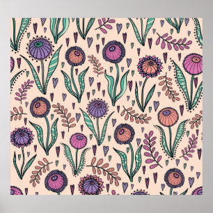 Floral des années 60 rétro : Motif de décoration